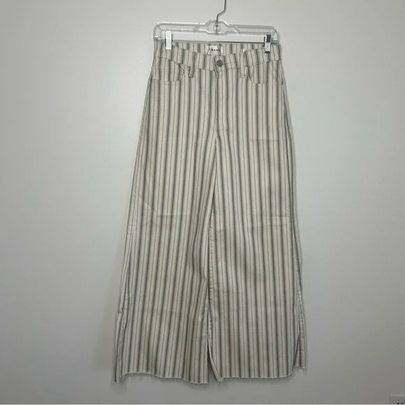 NWOT FRAME Le palazzo crop pant striped raw hem wide leg
